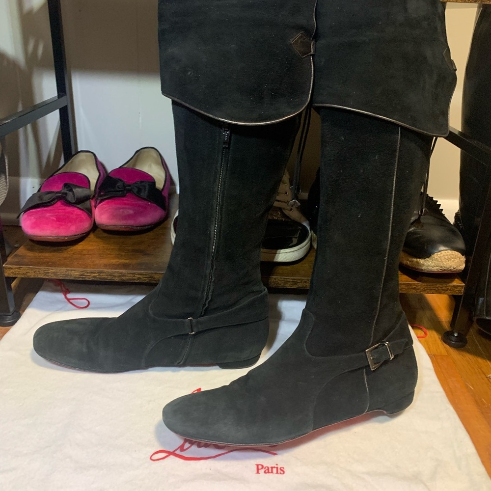Authentic Christian Louboutin Black Suede Women's Boots 39.5
